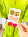 Anna Maria Earrings-Pink/Coral