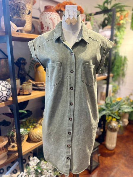 Olive Denim Dress