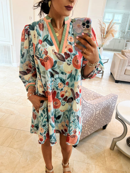Seafoam Floral Dress