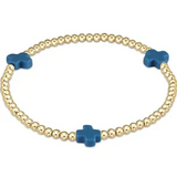 enewton egirl signature cross gold pattern 3mm bead bracelet-cobalt