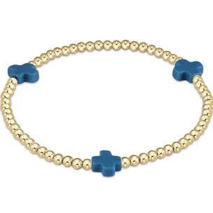 enewton egirl signature cross gold pattern 3mm bead bracelet-cobalt