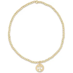enewton egirl classic gold 2mm bead bracelet-guardian angel small charm