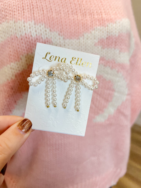Sweet Pearl Bow Earrings