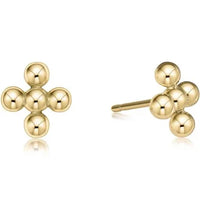 enewton classic beaded signature cross stud- 4mm bead gold