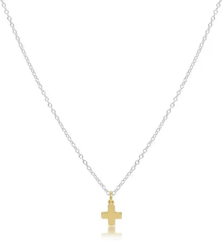 enewton 16" necklace sterling mixed metal-signature cross gold charm