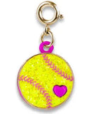 Charm It! Gold Glitter Softball Charm