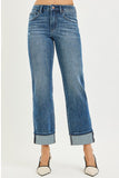Risen 4-Way Slouchy Straight Jeans w/ Cuffed Hem