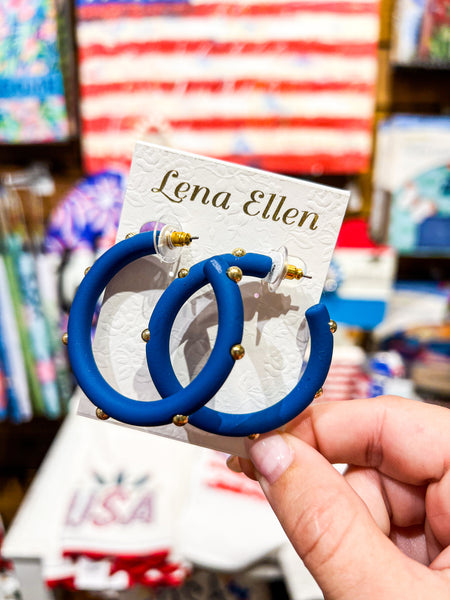 Studded Hoops LG-Blue