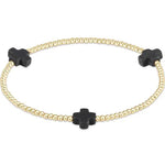 enewton signature cross gold pattern 2mm bead bracelet-onyx