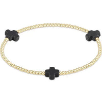 enewton signature cross gold pattern 2mm bead bracelet-onyx