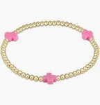 enewton egirl signature cross gold pattern 3mm bead bracelet-bright pink