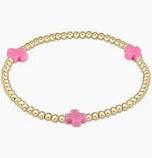 enewton egirl signature cross gold pattern 3mm bead bracelet-bright pink