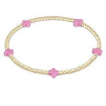 enewton egirl signature cross small gold pattern 2mm bead bracelet-bright pink