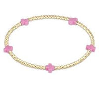 enewton egirl signature cross small gold pattern 2mm bead bracelet-bright pink