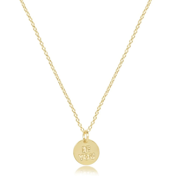 enewton 16" necklace gold-be you. small gold word disc
