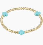 enewton egirl signature cross gold pattern 3mm bead bracelet-turquoise