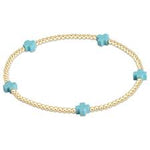 enewton egirl signature cross small gold pattern 2mm bead bracelet-turquoise