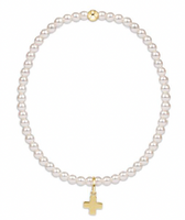 enewton classic pearl 3mm bead bracelet-signature cross gold charm