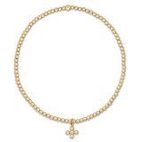 enewton classic gold 2mm bead bracelet-signature cross beaded small gold charm