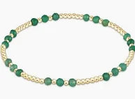 enewton gemstone gold joy pattern 3mm bead bracelet- green onyx