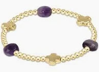 enewton signature cross admire gold 3mm bead bracelet- amethyst