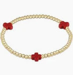 enewton egirl signature cross gold pattern 3mm bead bracelet-red