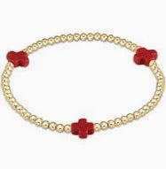 enewton egirl signature cross gold pattern 3mm bead bracelet-red