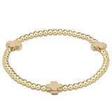 enewton egirl signature cross gold pattern 3mm bead bracelet-gold