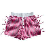 Lulu Mac Button Bow Gingham Boxer