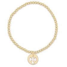 enewton egirl classic gold 3mm bead bracelet-guardian angel gold disc