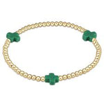 enewton egirl signature cross gold pattern 3mm bead bracelet-emerald