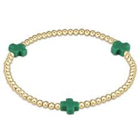 enewton egirl signature cross gold pattern 3mm bead bracelet-emerald