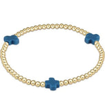 enewton egirl signature cross gold pattern 3mm bead bracelet-cobalt