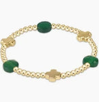 enewton signature cross admire gold 3mm bead bracelet-green onyx