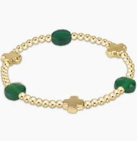 enewton signature cross admire gold 3mm bead bracelet-green onyx
