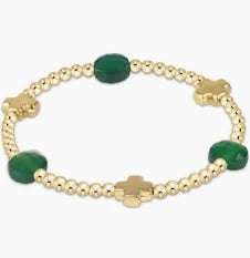 enewton signature cross admire gold 3mm bead bracelet-green onyx