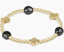 enewton signature cross admire gold pattern 3mm bead bracelet-pearl-dark grey
