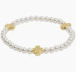 enewton extends-signature cross pearl pattern 4mm bead bracelet-gold