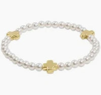 enewton extends-signature cross pearl pattern 4mm bead bracelet-gold