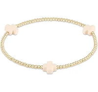 enewton extends signature cross gold pattern 3mm bead bracelet-off white