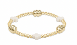 enewton signature cross admire gold pattern 3mm bead bracelet-off-white